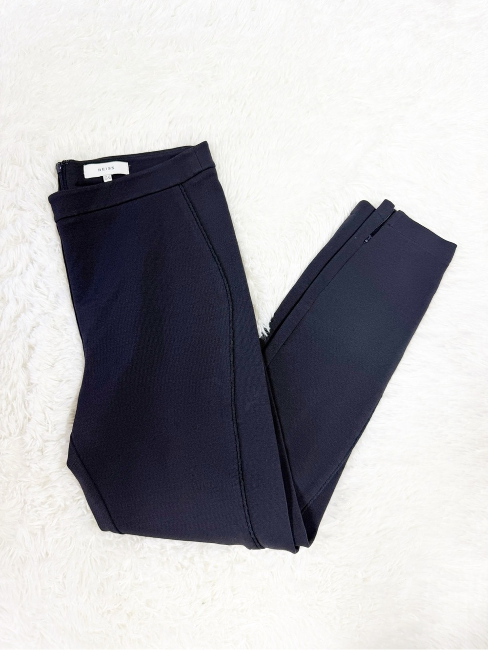 Reiss Navy Ankle Pants Size 10 Back Zip Trousers